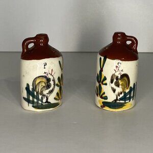 Vintage Orion rooster Crock Jug/Booze Jug Salt & Pepper Shakers